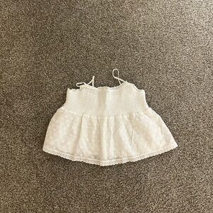 La Hearts Ivory Smocked Lace Blouse